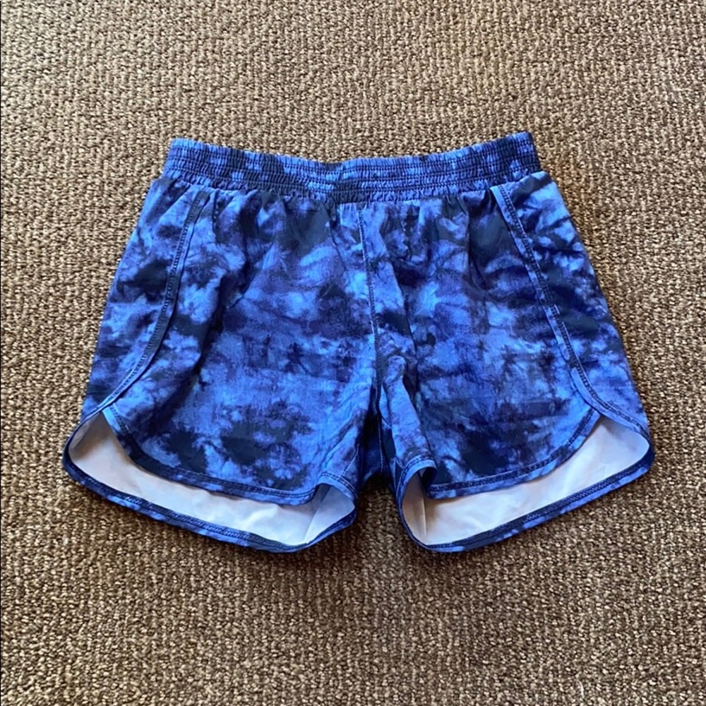 blue tie-dye shorts
